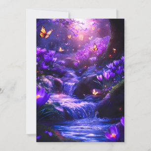 Midnight Lavender Cascade Blommar Julkort