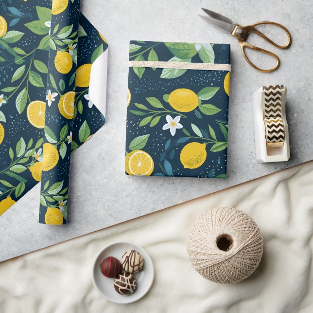 Midnight Lemon Blossom-present Presentpapper (Hantverk)