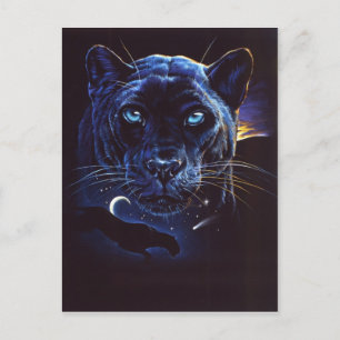 Midnight Leopard Porträtt Vykort