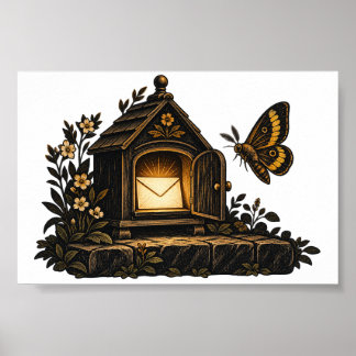 Midnight Letterbox Moth 6x4 Konsttryck Poster
