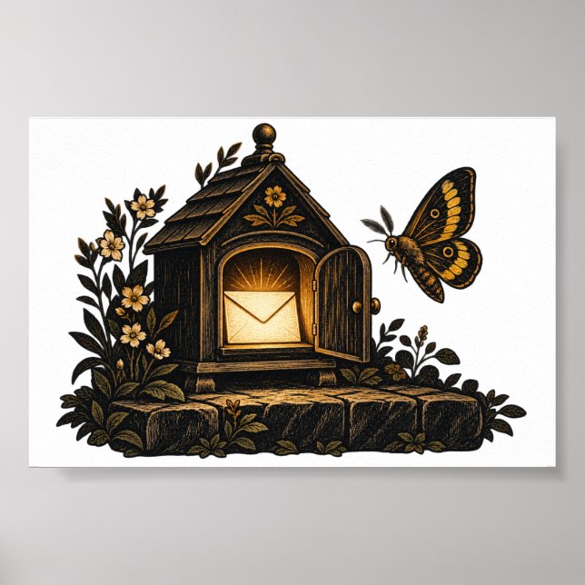 Midnight Letterbox Moth 6x4 Konsttryck Poster (Framsidan)