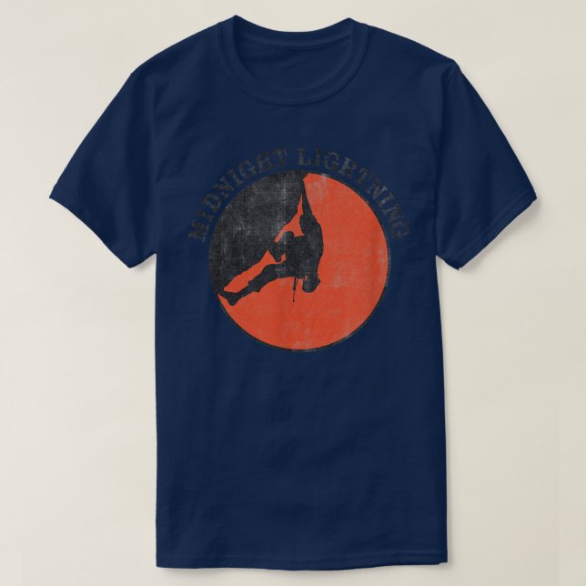 MIDNIGHT LIGHTNING Distressed Bouldering Rock Clim T Shirt (Design framsida)