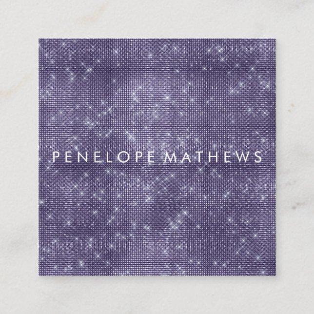 Midnight Lila Gnistra Beauty Stylist Fyrkantigt Visitkort (Framsida)