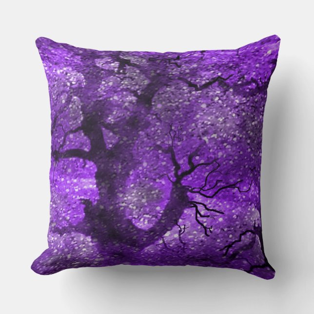 Midnight Lila Magic Amethyst Forest Pillow Kudde (Framsida)