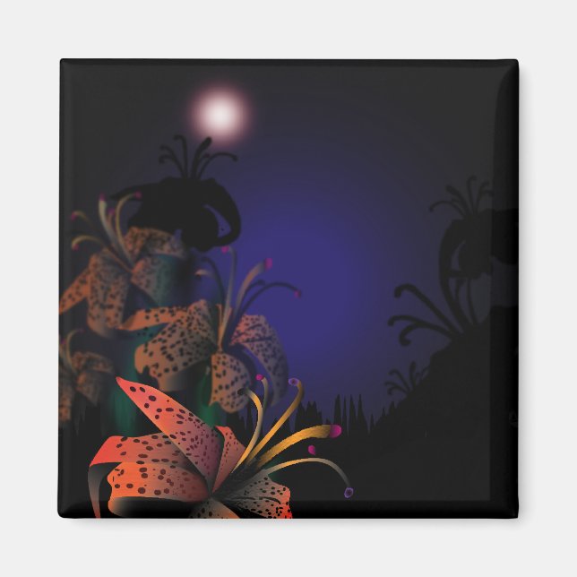 Midnight Lillies kylmagnet Magnet (Framsidan)