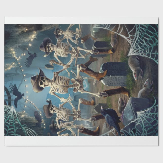 Midnight Line Dance, Skeletons Har Da Moves Presentpapper (Platt)
