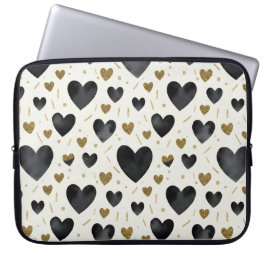 Midnight Luxe Watercolor Hjärtan Laptop Fodral