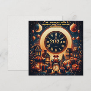 Midnight Magic: A Golden Welcome to 2025 Julkort