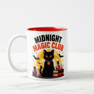 Midnight Magic Club Svart Katt Halloween Magi Två-Tonad Mugg