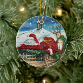 Midnight Magic Submarine Santa Ceramic Ornamic Julgransprydnad Keramik