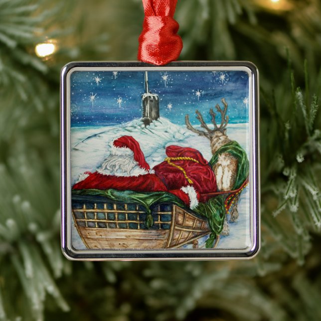 Midnight Magic Submarine Santa Ornament (Träd)