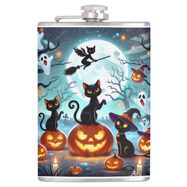 Midnight Magic: Svarta Katter & Pumpa Halloween  Fickplunta (Framsidan)