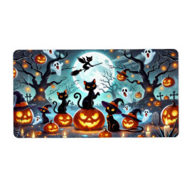 Midnight Magic: Svarta Katter & Pumpa Halloween  Fraktsedel
