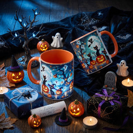 Midnight Magic: Svarta Katter & Pumpa Halloween Mugg