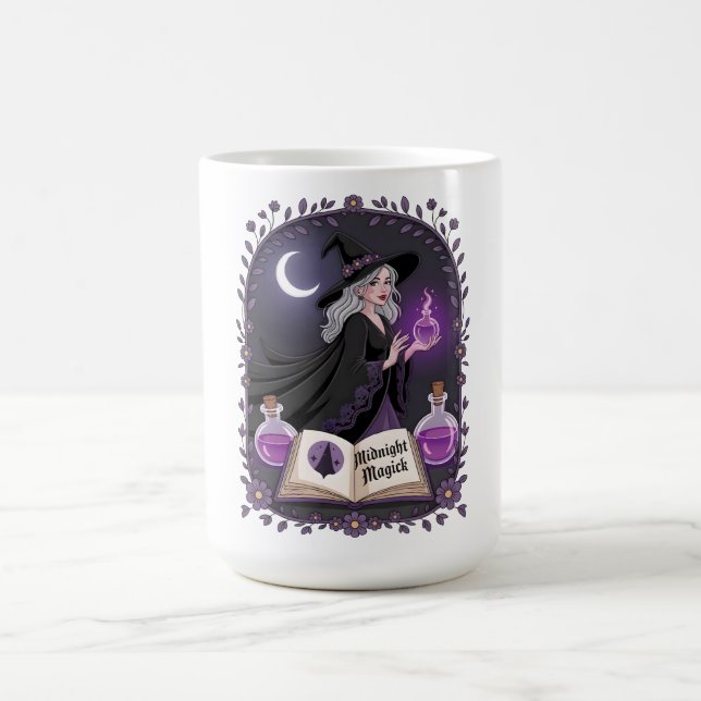 Midnight Magick Illustration of a Young Witch Kaffemugg (Center)