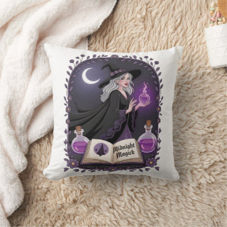 Midnight Magick Illustration of a Young Witch Kudde