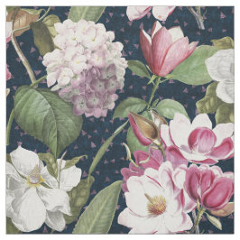 Midnight Magnolia Garden Elegant Botanical Tyg