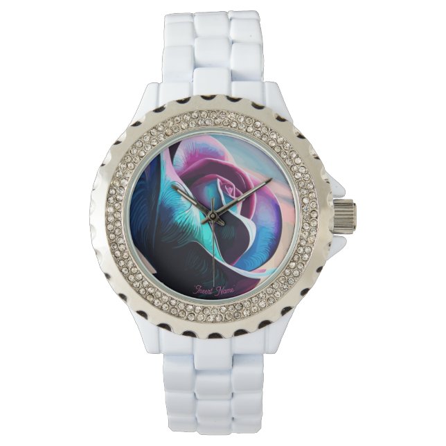 Midnight Majesty: Mörk Beauty of Black Ro Armbandsur (Framsida)