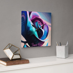 Midnight Majesty: Mörk Beauty of Black Ro Fyrkantig Klocka