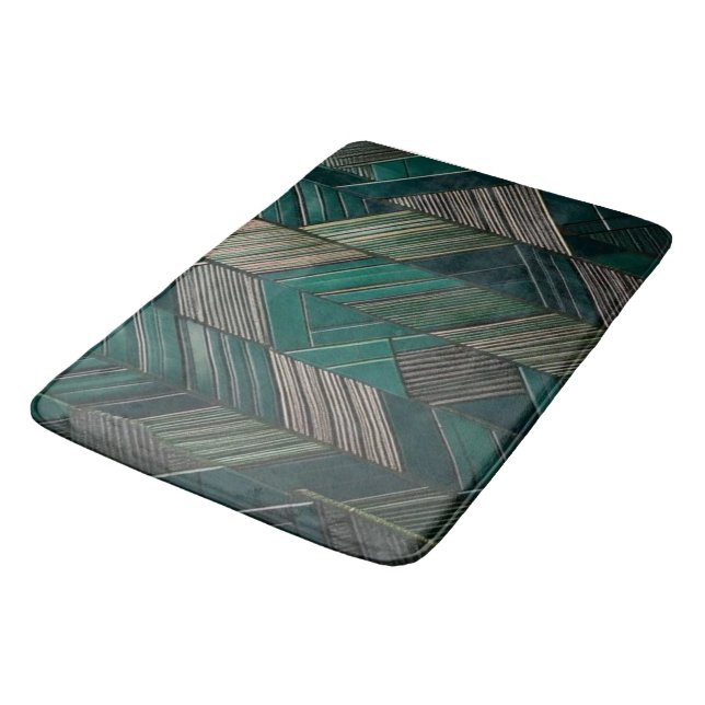Midnight Malachite: Modern Art Deco Turkos Badrumsmatta (Vinklad)