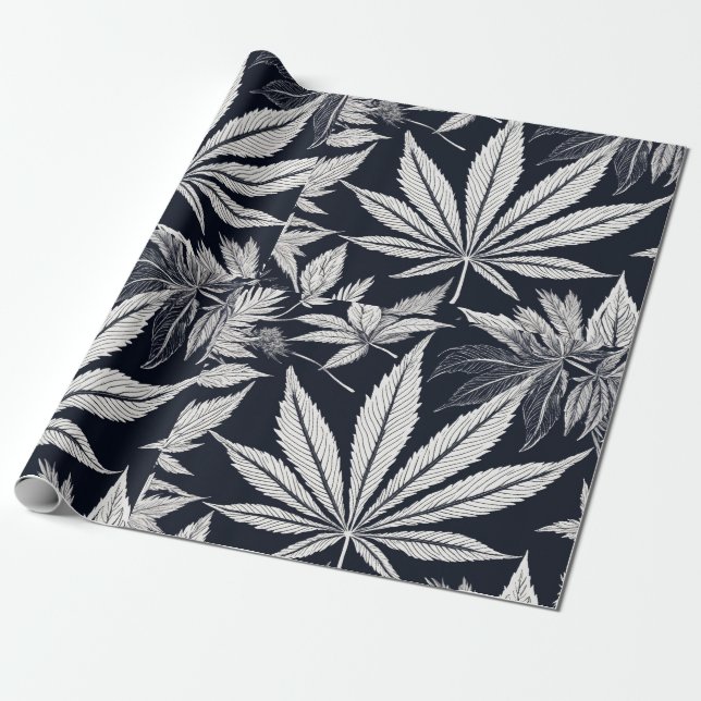 Midnight Maple: Svart färg stil festdesign Presentpapper (Utrullad)