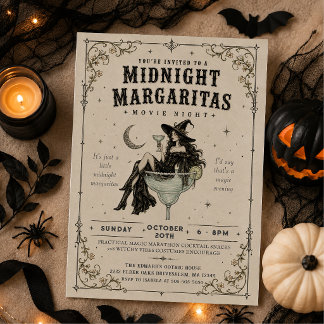 Midnight Margaritas Gothic Witchy Halloweenfest Inbjudningar