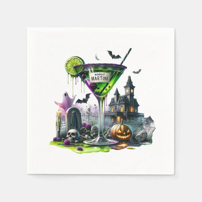 Midnight Martini Halloween Papper Pappersservett (Framsidan)