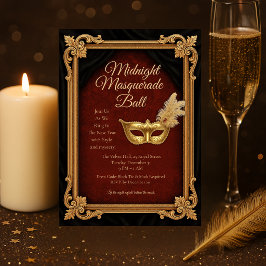 Midnight Masquerade Bal Nyårsinbjudan Inbjudningar