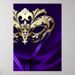 Midnight Masquerade Faux Jewel Lila Poster