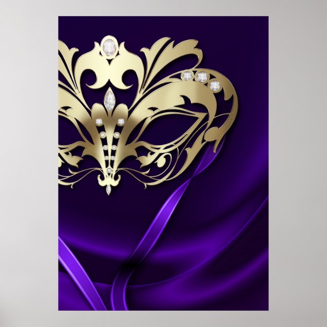 Midnight Masquerade Faux Jewel Lila Poster (Framsidan)