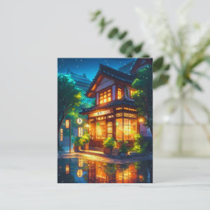 Midnight Matcha – Mysigt Japanskt Lofi-café Vykort