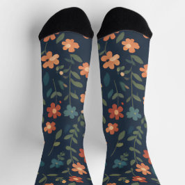 Midnight Meadow Orange Daisy Pattern