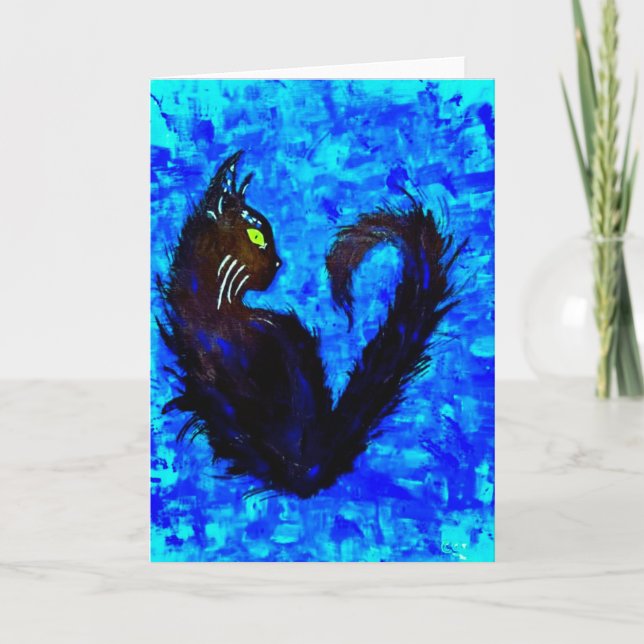 Midnight MisChief "Miaou" Blank Greeting Card Inbjudan (Framsida)