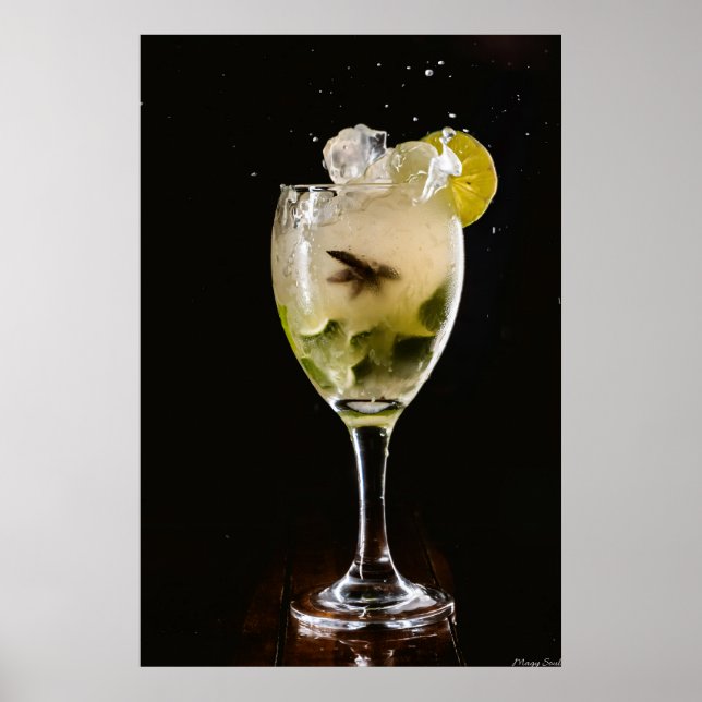 Midnight Mojito: Dynamisk is & Lime Cocktailstänk Poster (Framsidan)