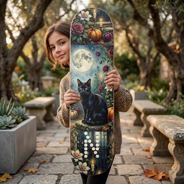 Midnight Moon Black Cat Botanicals Monogram Mystic Mini Skateboard Bräda 18,5 Cm (Midnight Moon Black Cat Botanicals Monogram Mystic Skateboard)
