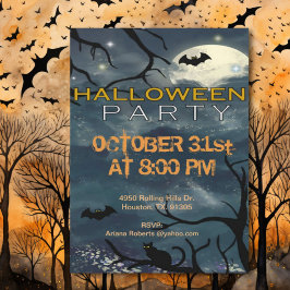 Midnight Moonlight Vuxen Halloween Inbjudningar