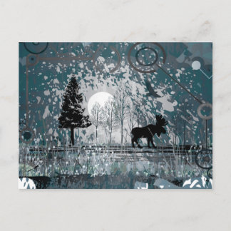 Midnight Moose Scene Vykort