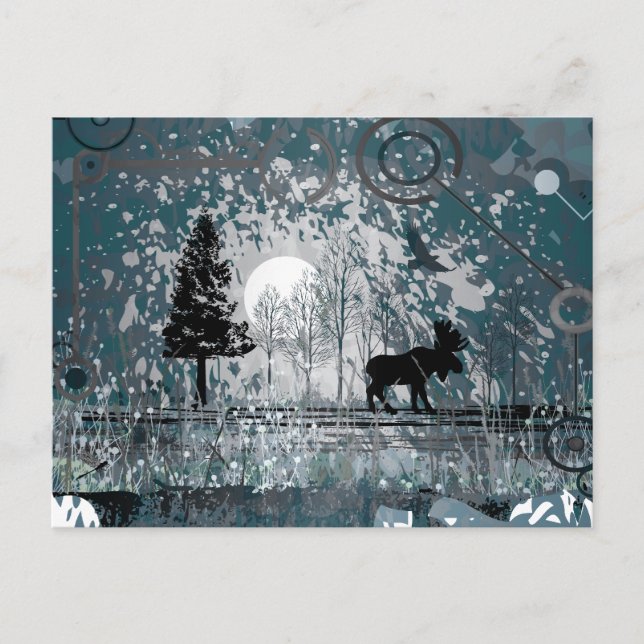 Midnight Moose Scene Vykort (Framsida)