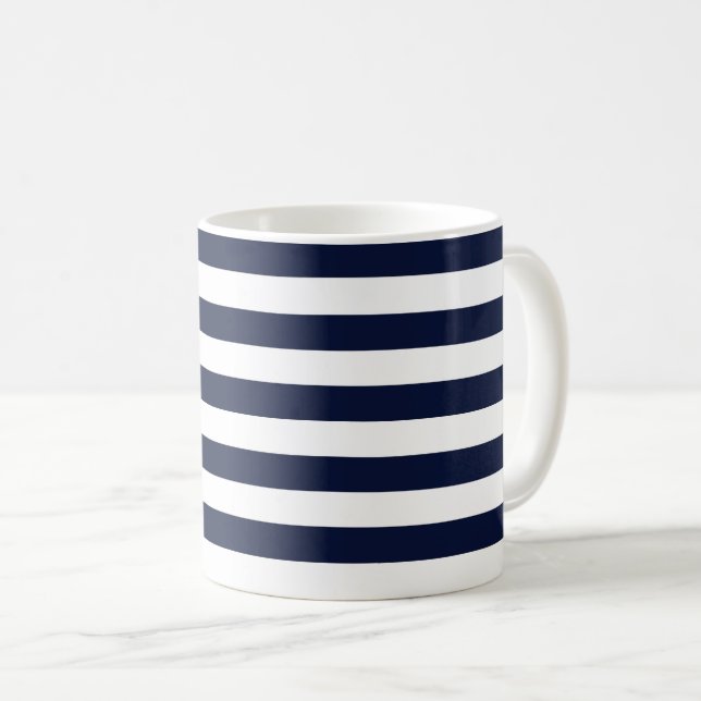 Midnight Navy Blue and White Rand Kaffemugg (Framsida höger)