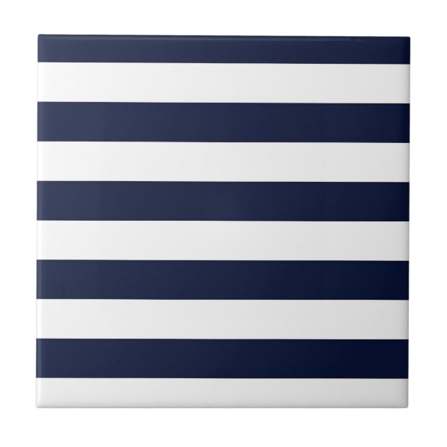 Midnight Navy Blue and White Rand Kakelplatta (Framsidan)