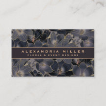 Midnight Navy Blue & Grått Blommigt