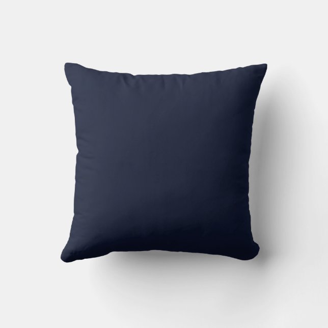 Midnight Navy Blue Solid Färg Kudde (Baksida)