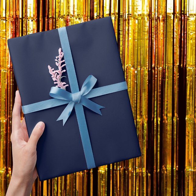 Midnight Navy Blue Solid Färg Presentpapper (Skapare uppladdad)