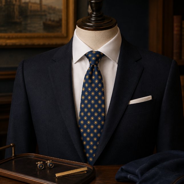 Midnight Navy & Champagne Heritage-medaljong Slips (Skapare uppladdad)