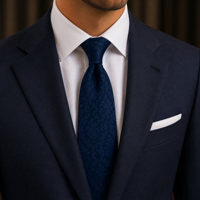 Midnight Navy Damask Tyst Lyx Slips (Skapare uppladdad)