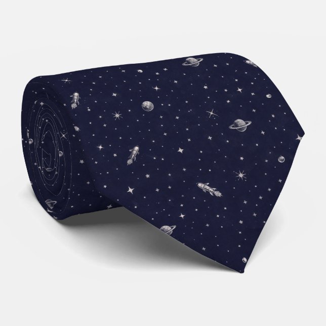 Midnight Navy Kosmisk Mönster Slips (Rullad)