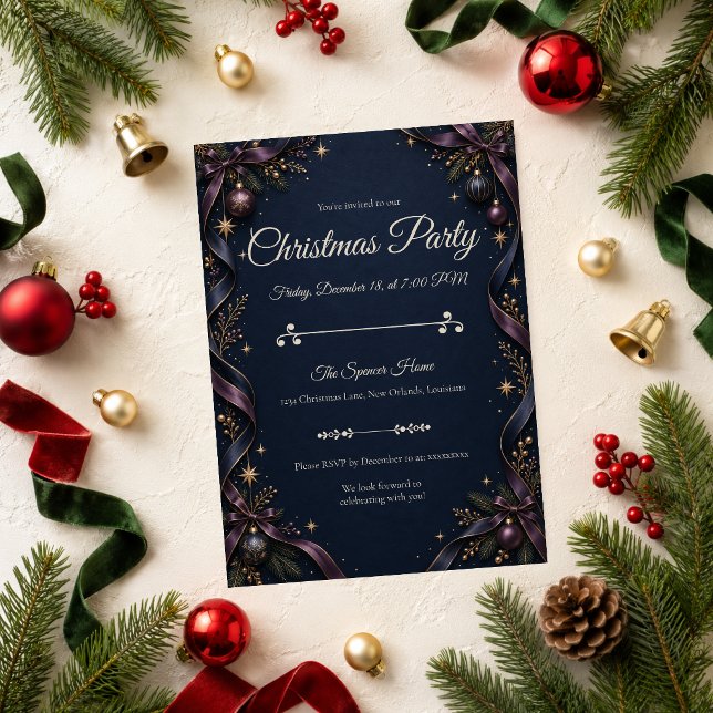Midnight Navy & Plum Julfest Inbjudningar (Skapare uppladdad)