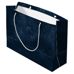 Midnight Navy Romantik Blue Satiny Grunge Damask