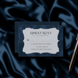 Midnight Navy Romantik | Blue Satiny Grunge Damask OSA Kort
