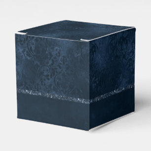 Midnight Navy Romantik Blue Satiny Grunge Damask Presentaskar